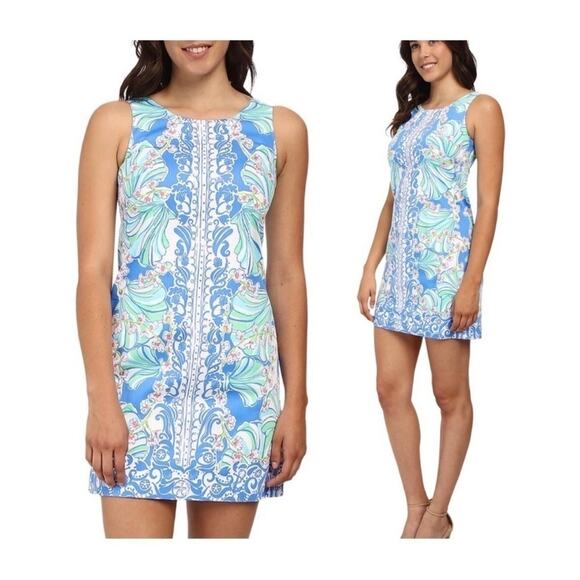 Lilly Pulitzer Cathy Shift in Bay Blue Coasting Engineered Shell - Picture 1 of 12